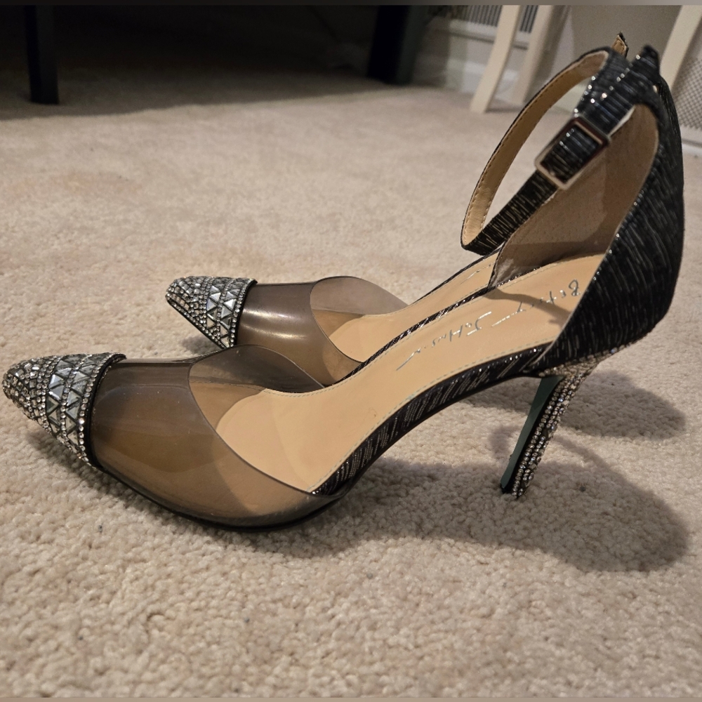 Betsy Johnson Embellished Smoky Clear Pumps